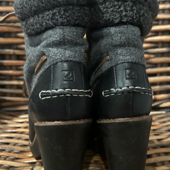 Sperry Top Sider Ankle Boots Black Leather/Gray High Heel
Lace Up Women's 8 - Picture 6 of 14